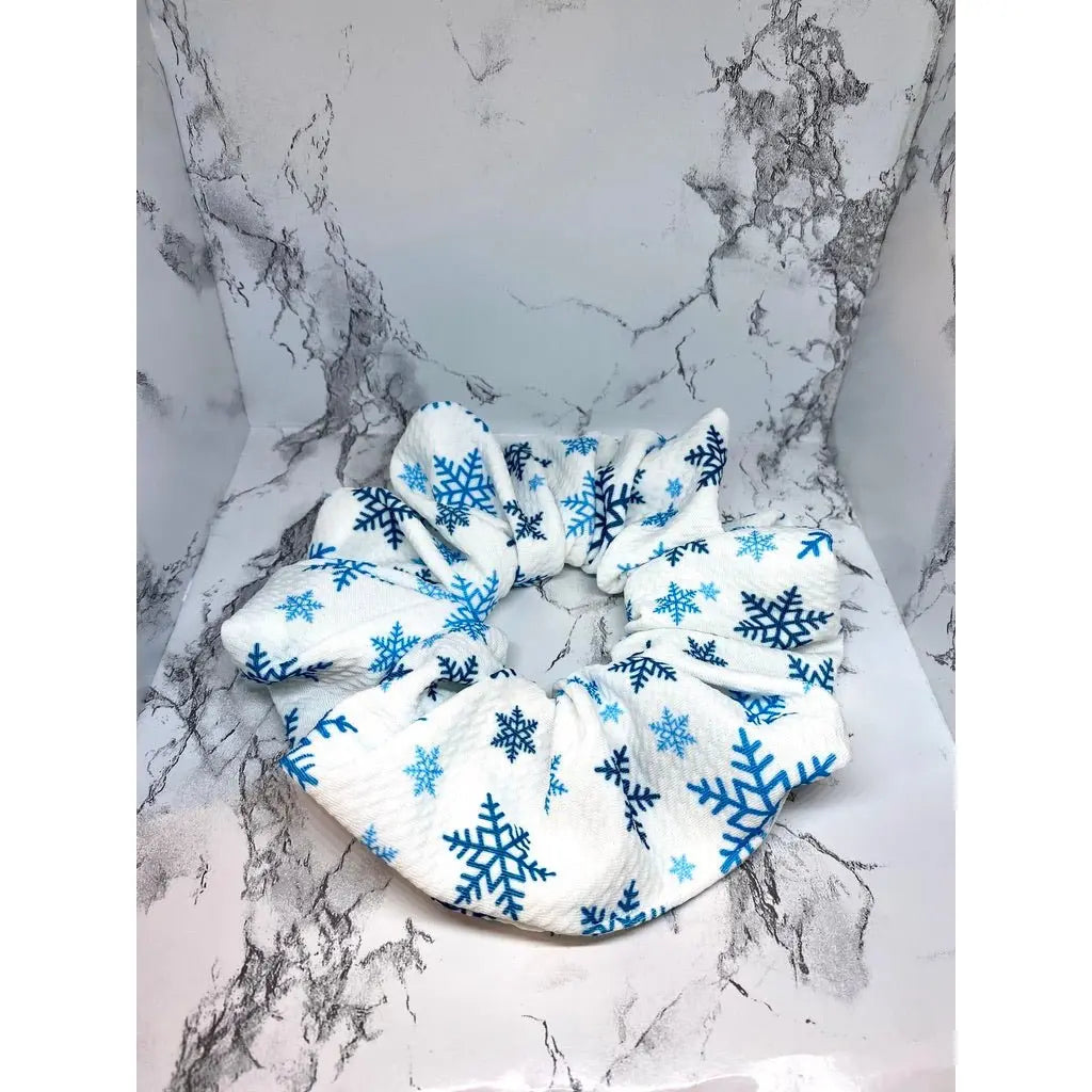 Blue Snowflake Bullet Christmas Scrunchie