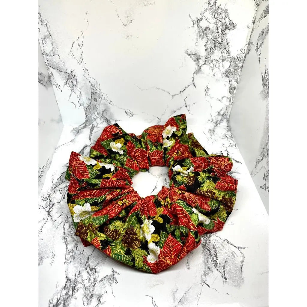 Poinsettia Flower Christmas Scrunch