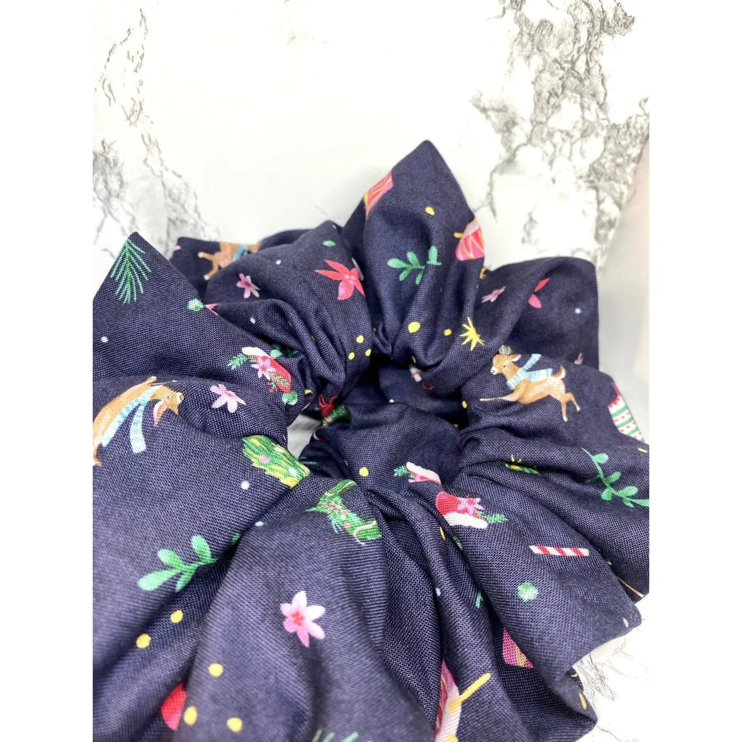 Navy Christmas Toys Scrunchie