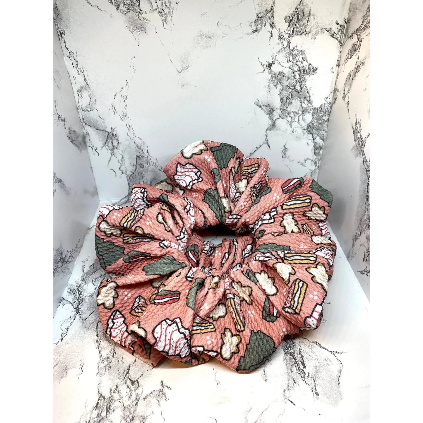 Pink Tree Cakes Christmas Bullet Scrunchie
