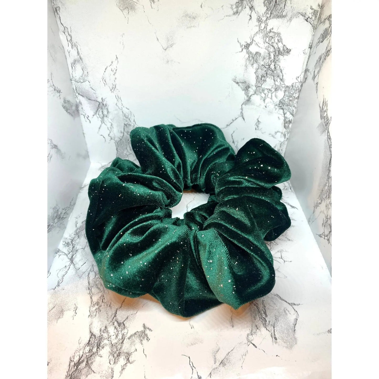 Green Sparkle Velvet Christmas Scrunchie