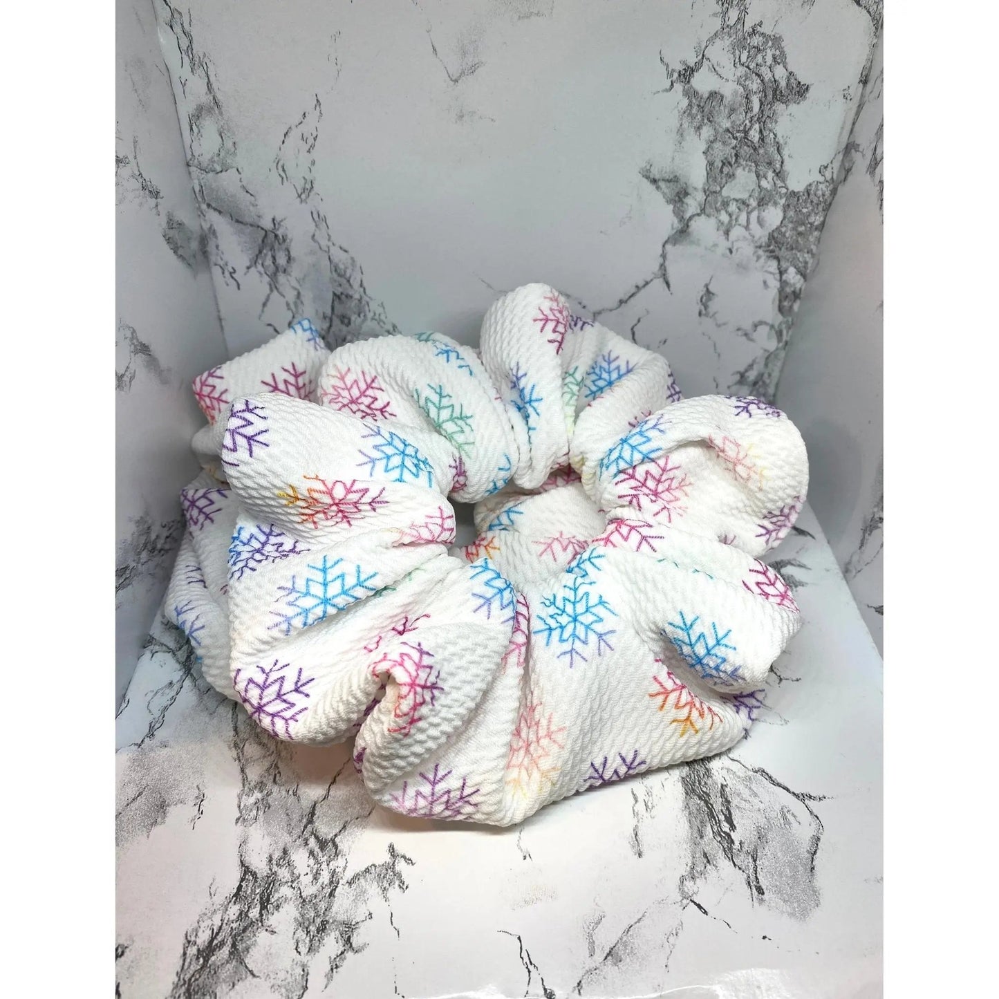Rainbow Snowflake Bullet Christmas Scrunchie