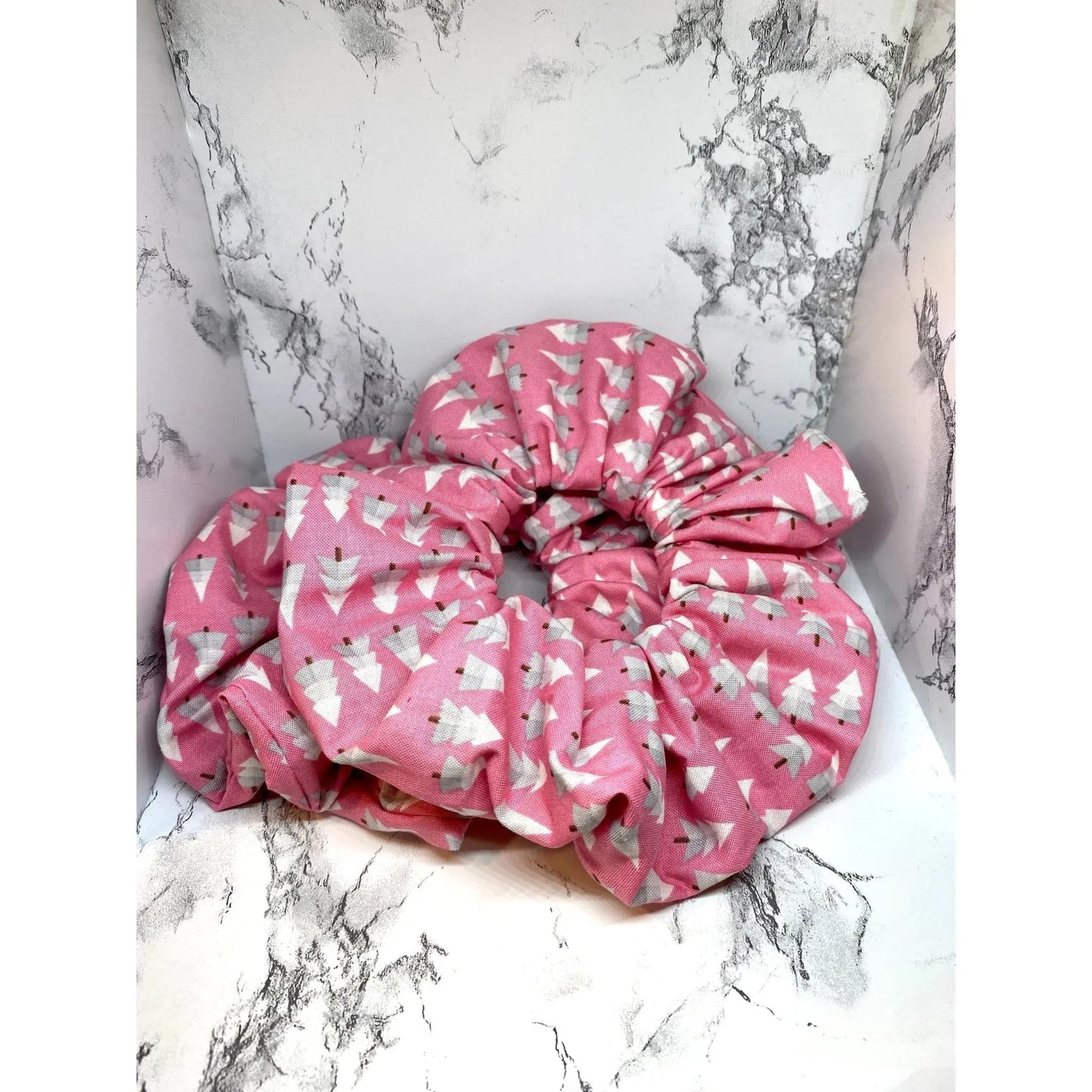Pink Trees Christmas Scrunchie