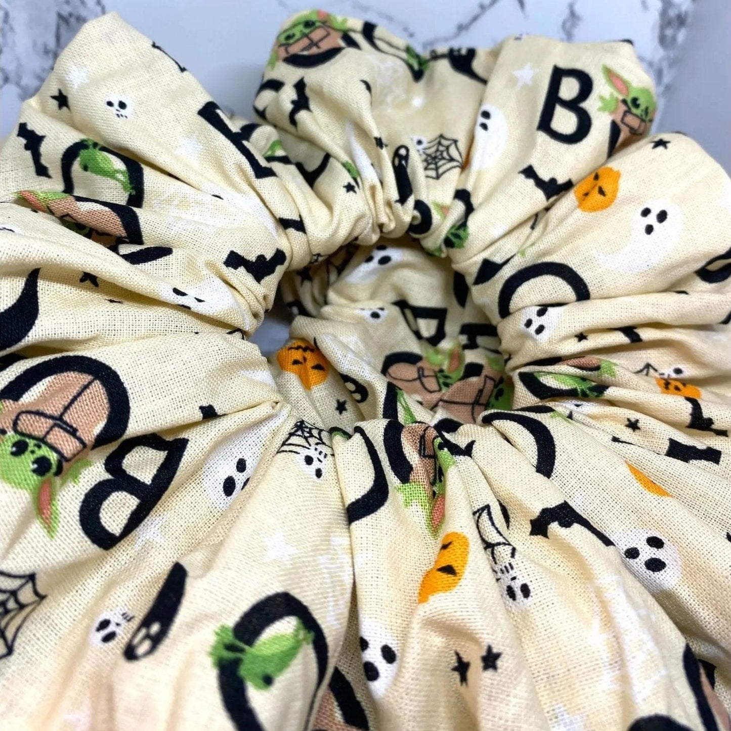 Baby Yoda Boo Halloween Scrunchie