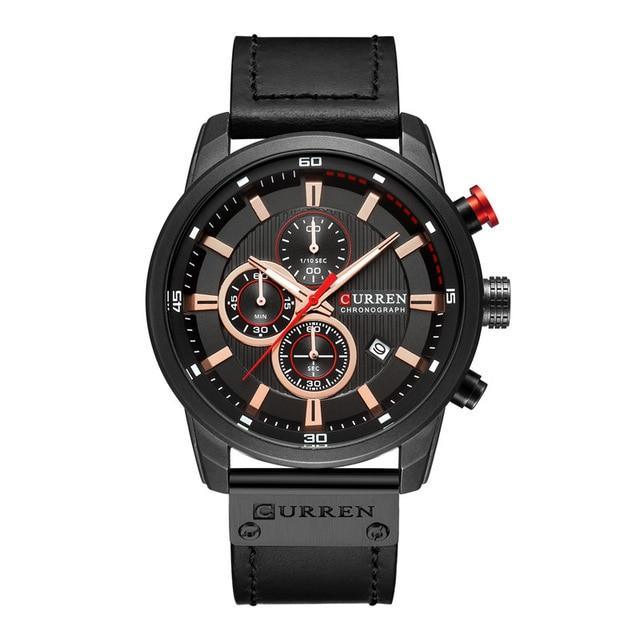 Men's Waterproof Elegant Sport Watch With Chronometers Day View, Leather  Belts And Hardlex Scratch Resistant Glass Perfect Gift For Him