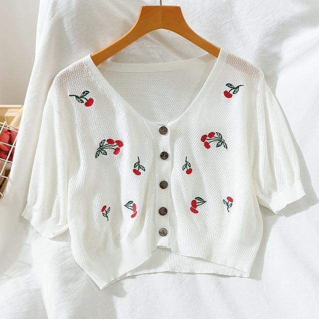 Floral Knitted Crop Cardigan