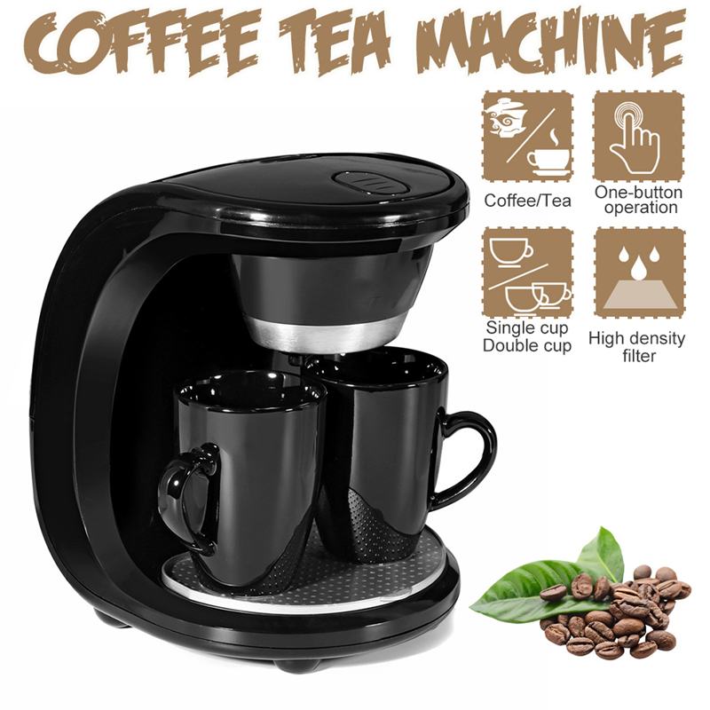 450W Household Electric Steam Drip Coffee Maker Automatic Dual Cup Coffee Machine Dual-use American Coffee Tea Machine 110V/220V-4