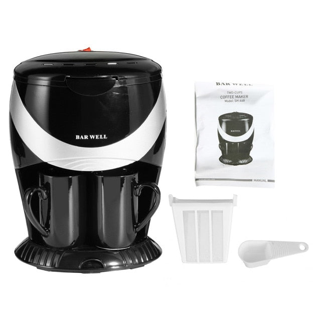 450W Household Electric Steam Drip Coffee Maker Automatic Dual Cup Coffee Machine Dual-use American Coffee Tea Machine 110V/220V-2