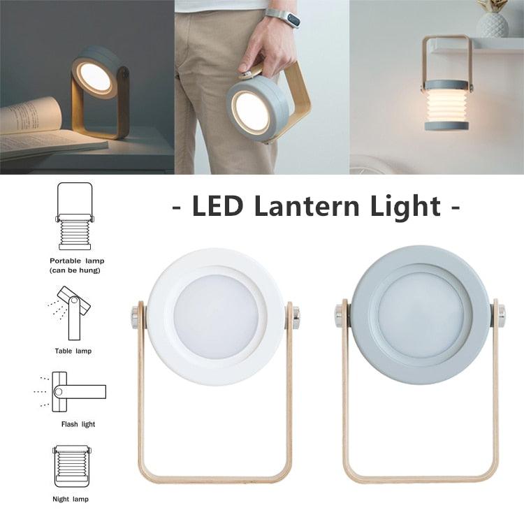 Retractable Bedroom Bedside Reading Light Folding Led Desk Lamp Wooden Handle Portable Lantern Light For Camping Emergency Lamps Decorative Table Lamp Cute Study Lamps for Bedroom Décor