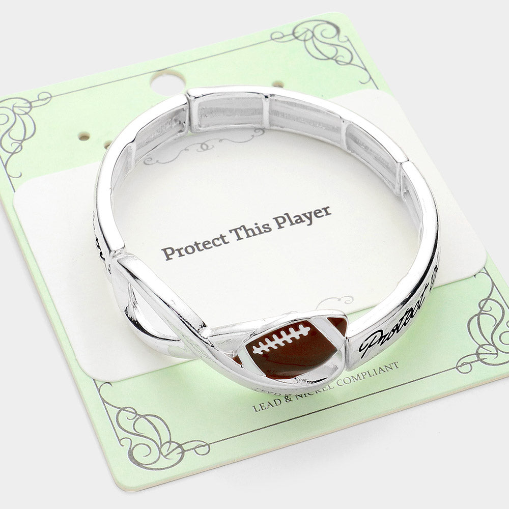 Protect This Player Message Football Sport Theme Stretch Bracelet