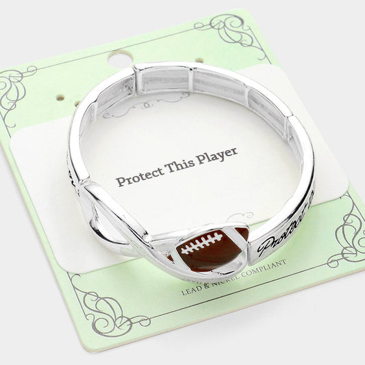 Protect This Player Message Football Sport Theme Stretch Bracelet