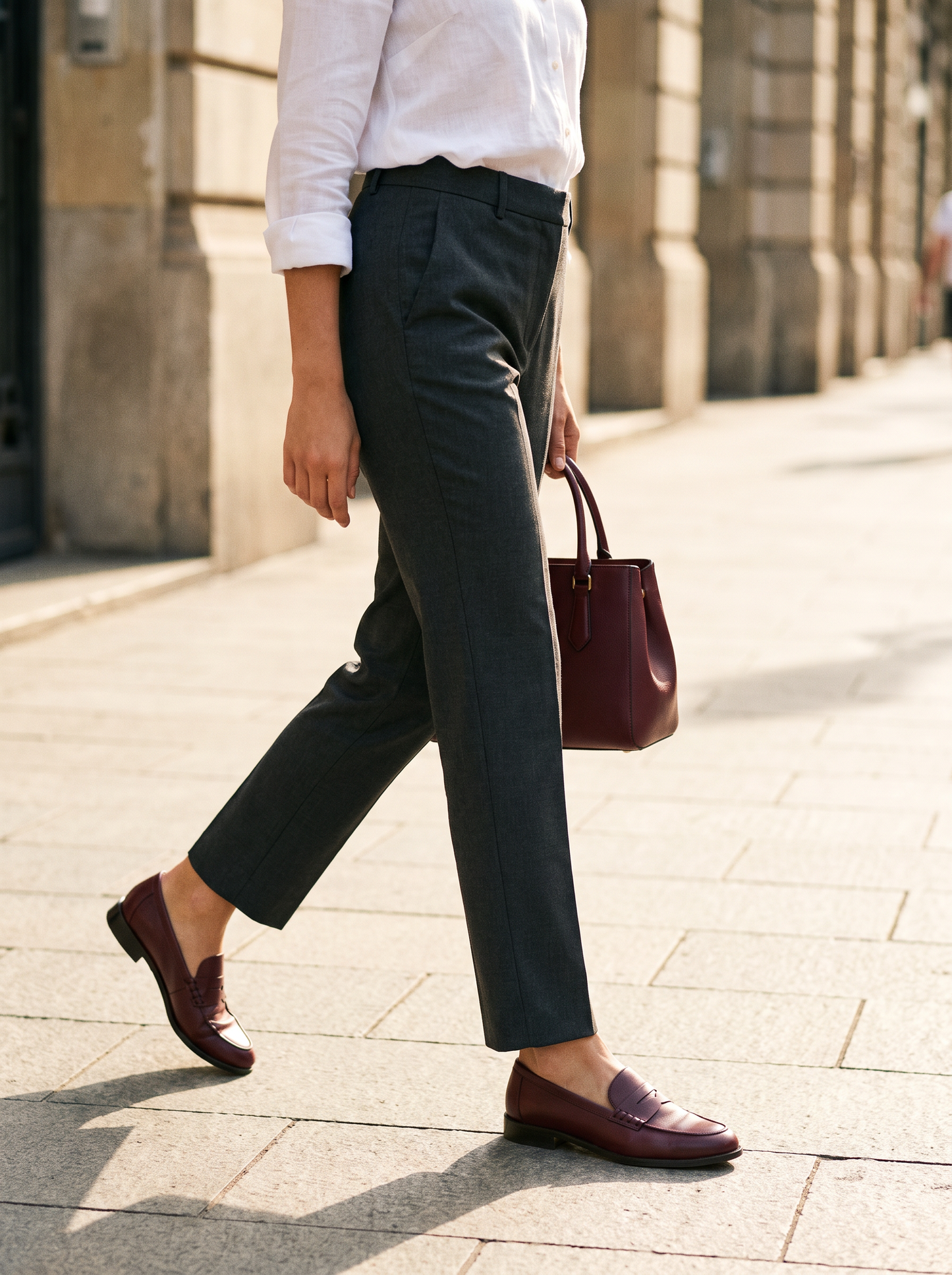 Linen Tailored Straight Cropped Pants LOGAN