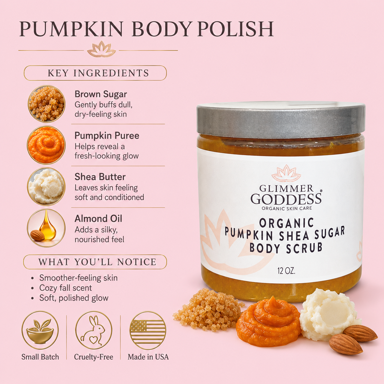 Organic Pumpkin Shea Sugar Body Scrub – Fall Scented Exfoliator