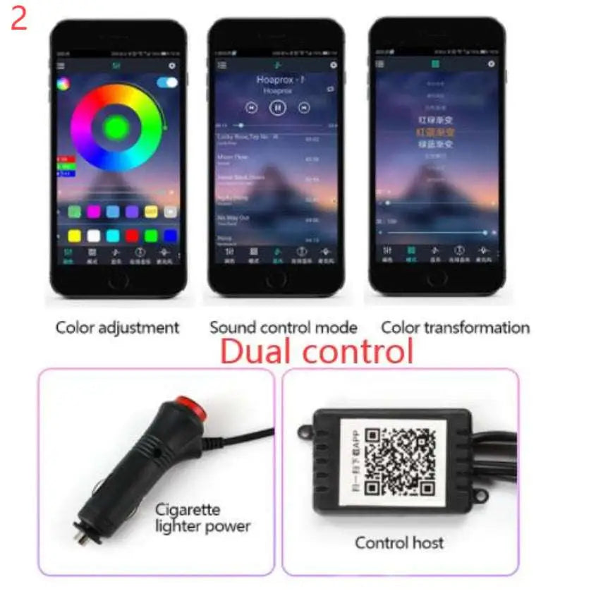 Purple Interior Car LED Light Strip Cigarette Lighter