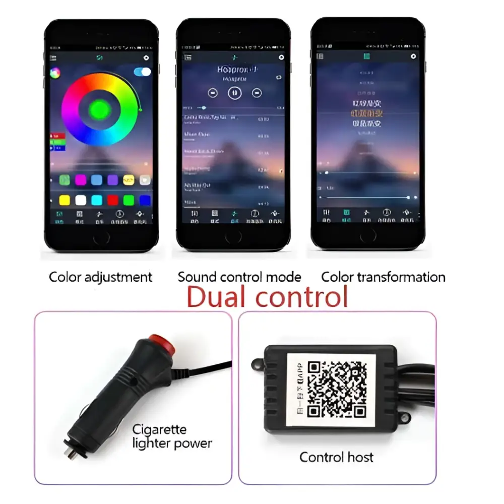 Purple Interior Car LED Light Strip Cigarette Lighter