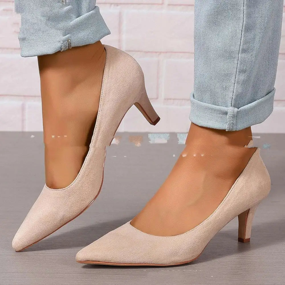 Purple Suede Pointed Toe Ladies Stiletto Heel Pumps