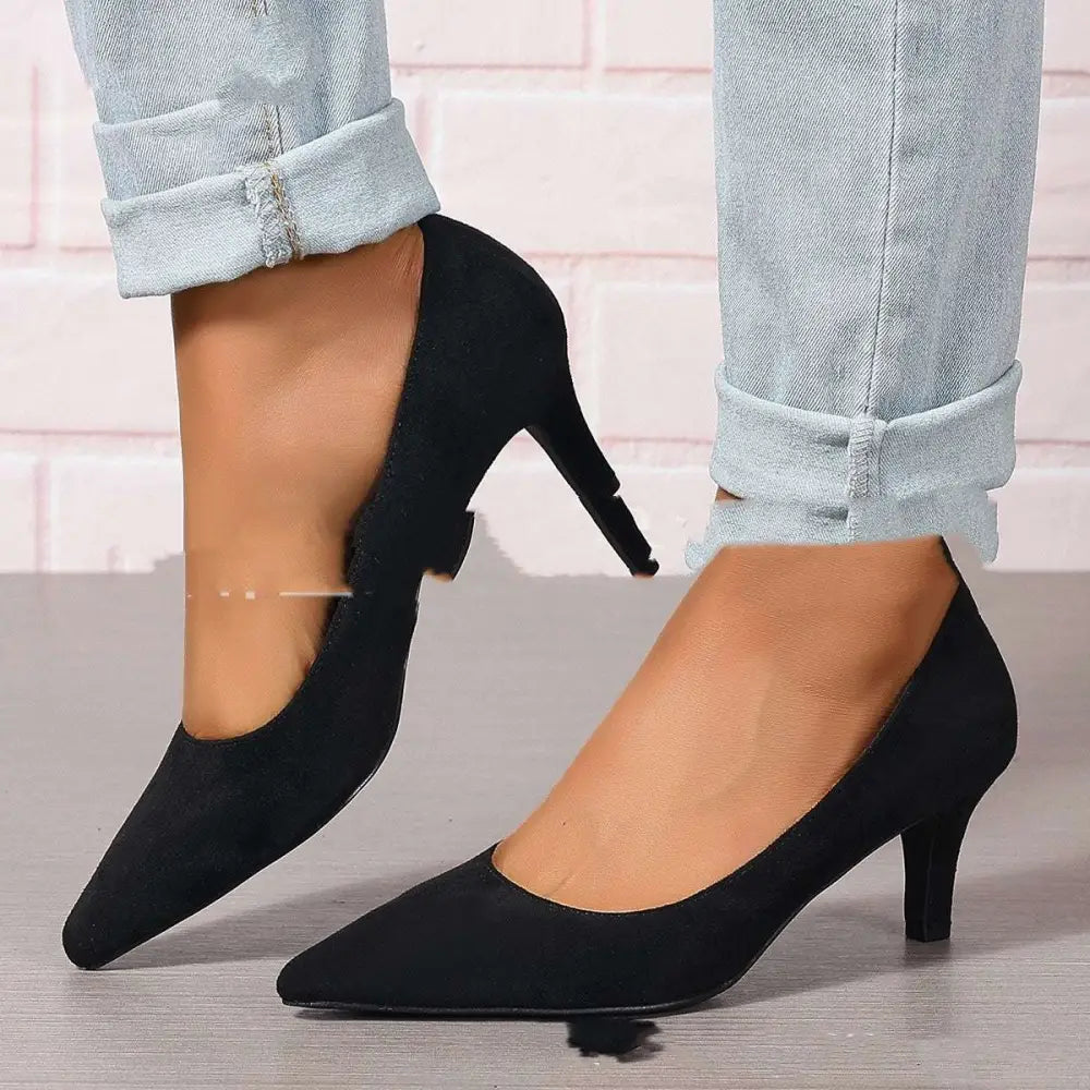 Purple Suede Pointed Toe Ladies Stiletto Heel Pumps