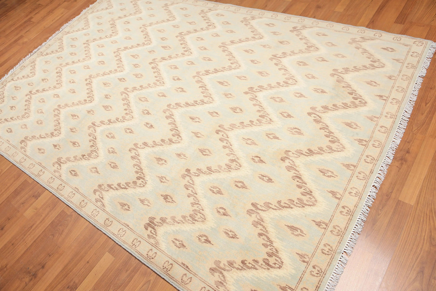 6' x 9' Hand Knotted IKAT Design 100% Area rug Aqua-1