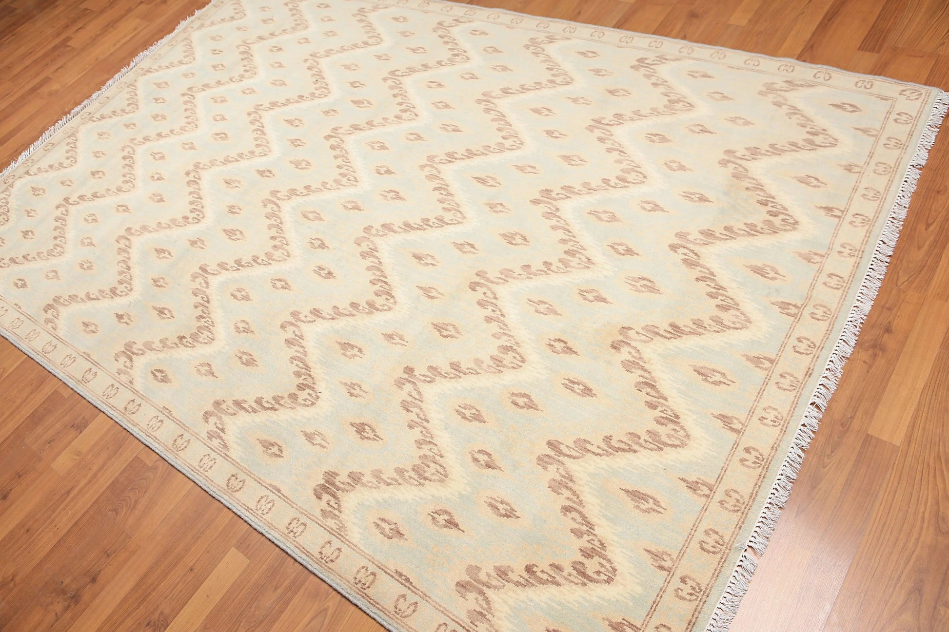 6' x 9' Hand Knotted IKAT Design 100% Area rug Aqua-1