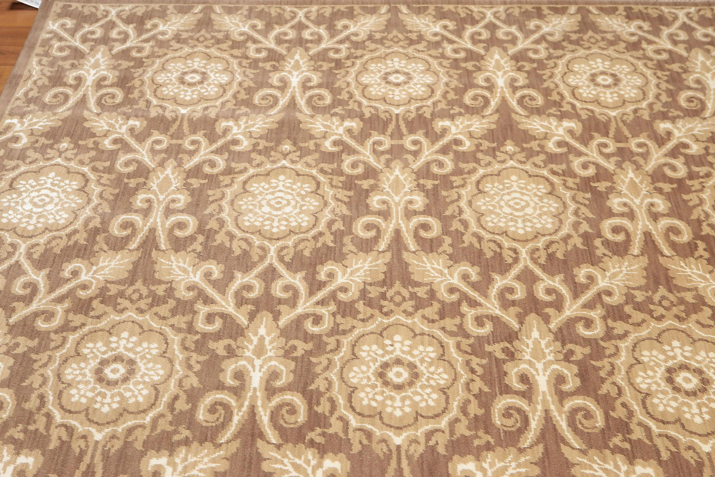 6' x 9' Hand Knotted Damask Wool & Bamboo Silk Area rug Brown-3