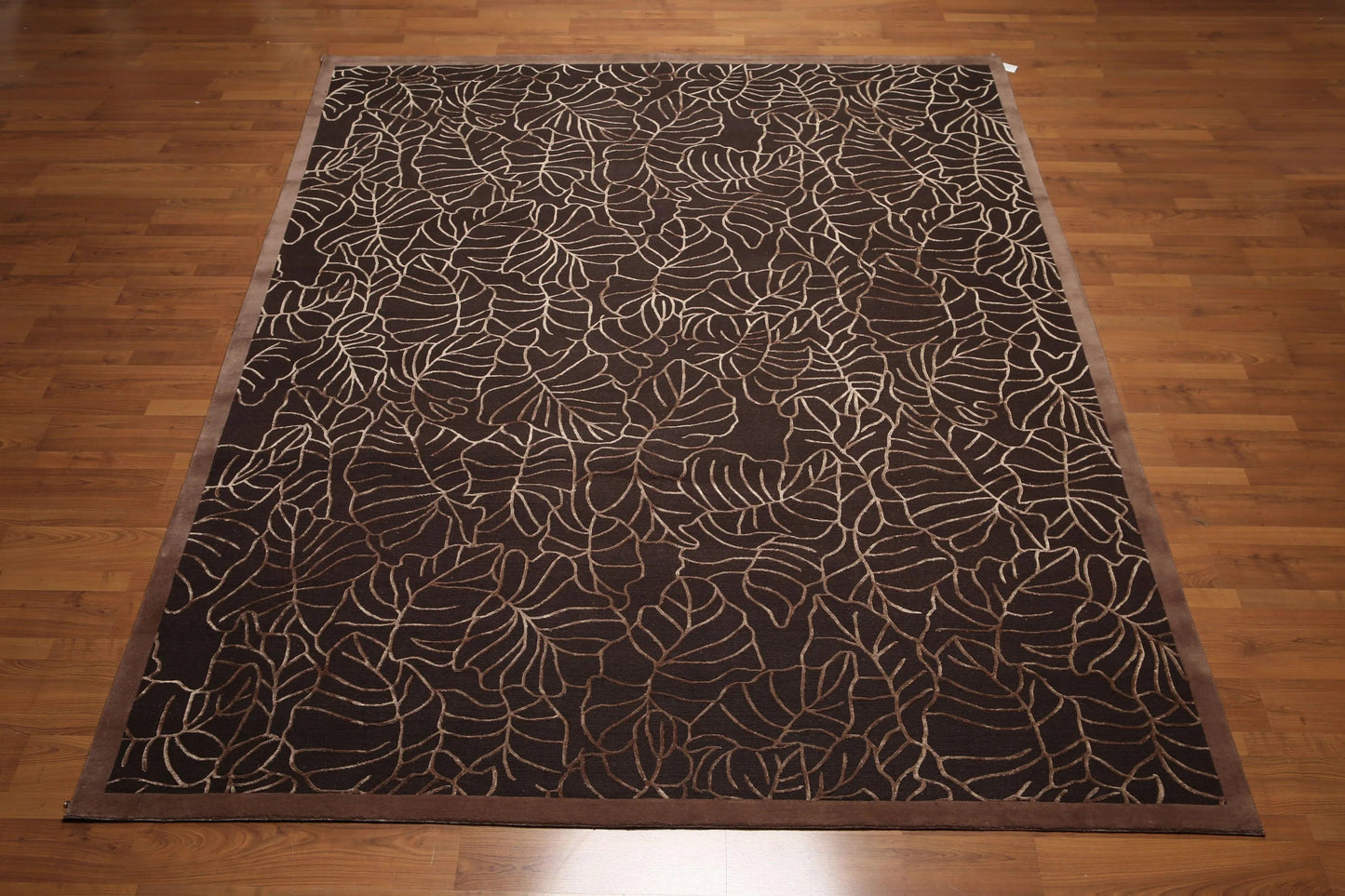 8'x10' Hand Knotted 200 KPSI extra dense pile Tibetan Wool & Silk area rug Brown-2