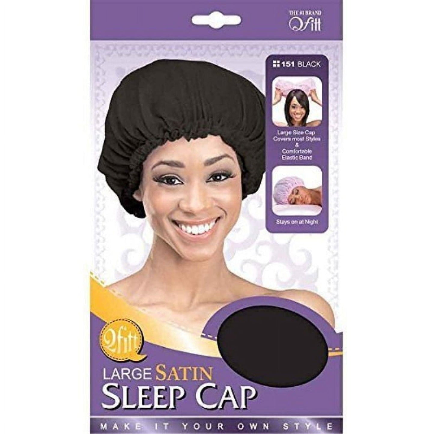 QFitt Â̂€“ Satin Sleep Cap #151 Large Black