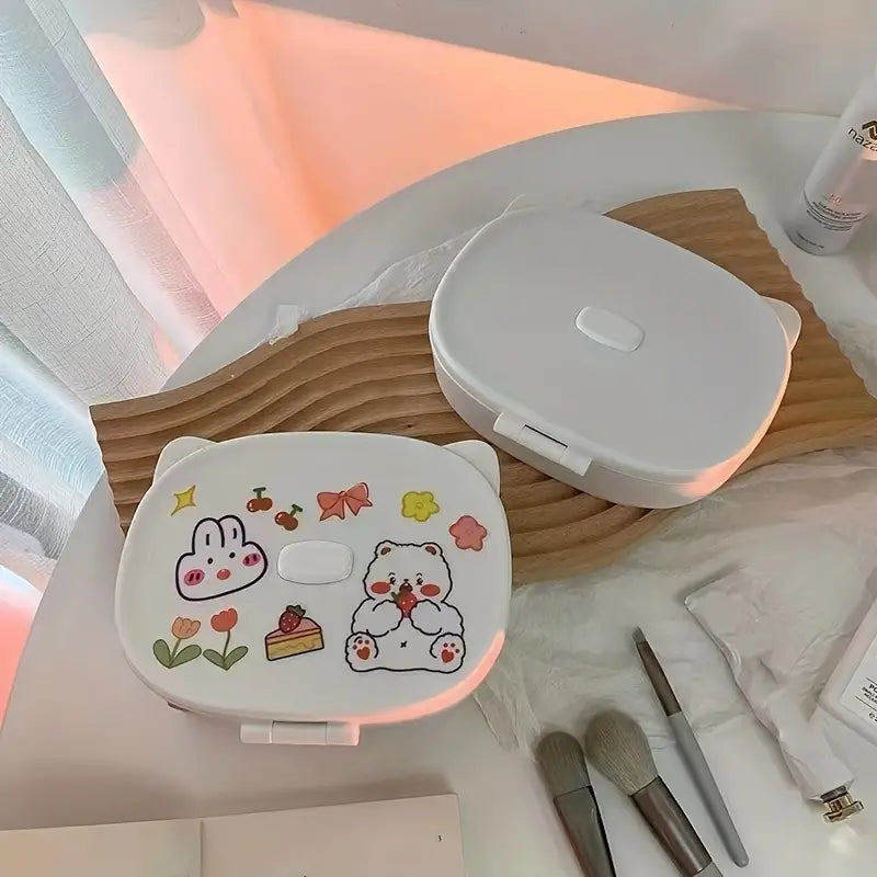 Compact Desktop Mirror with Jewelry Storage Box