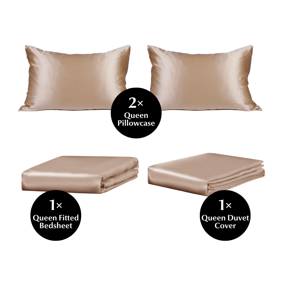 Queen 4 Piece Silk Bedding Set-0