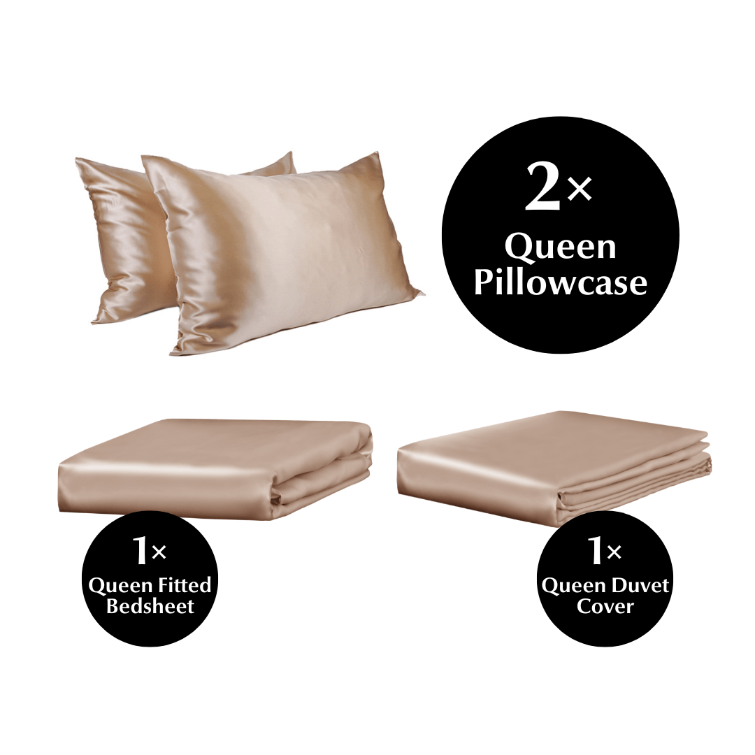 Queen 4 Piece Silk Bedding Set-2