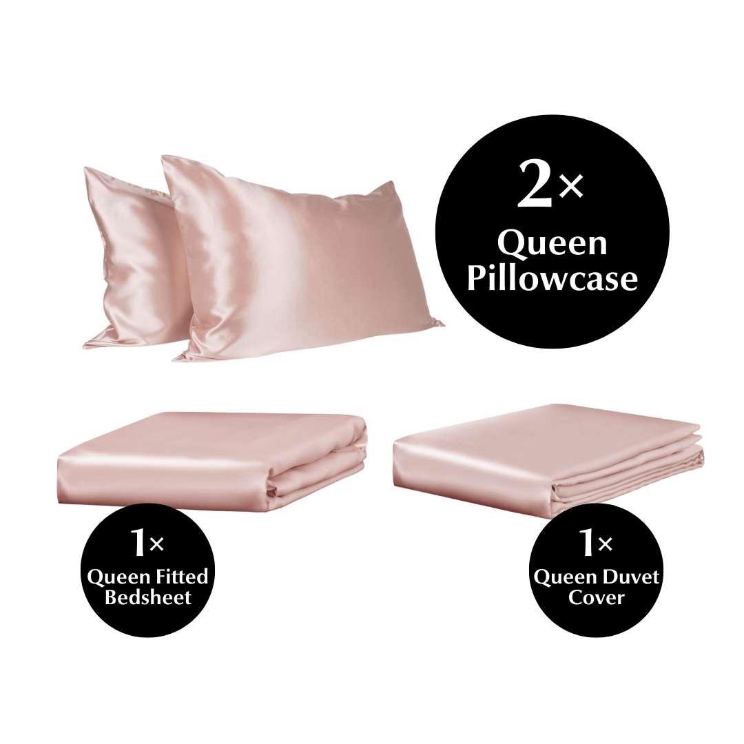 Queen 4 Piece Silk Bedding Set-4