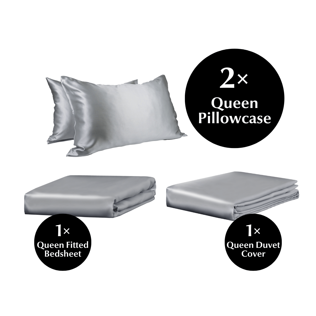 Queen 4 Piece Silk Bedding Set-3