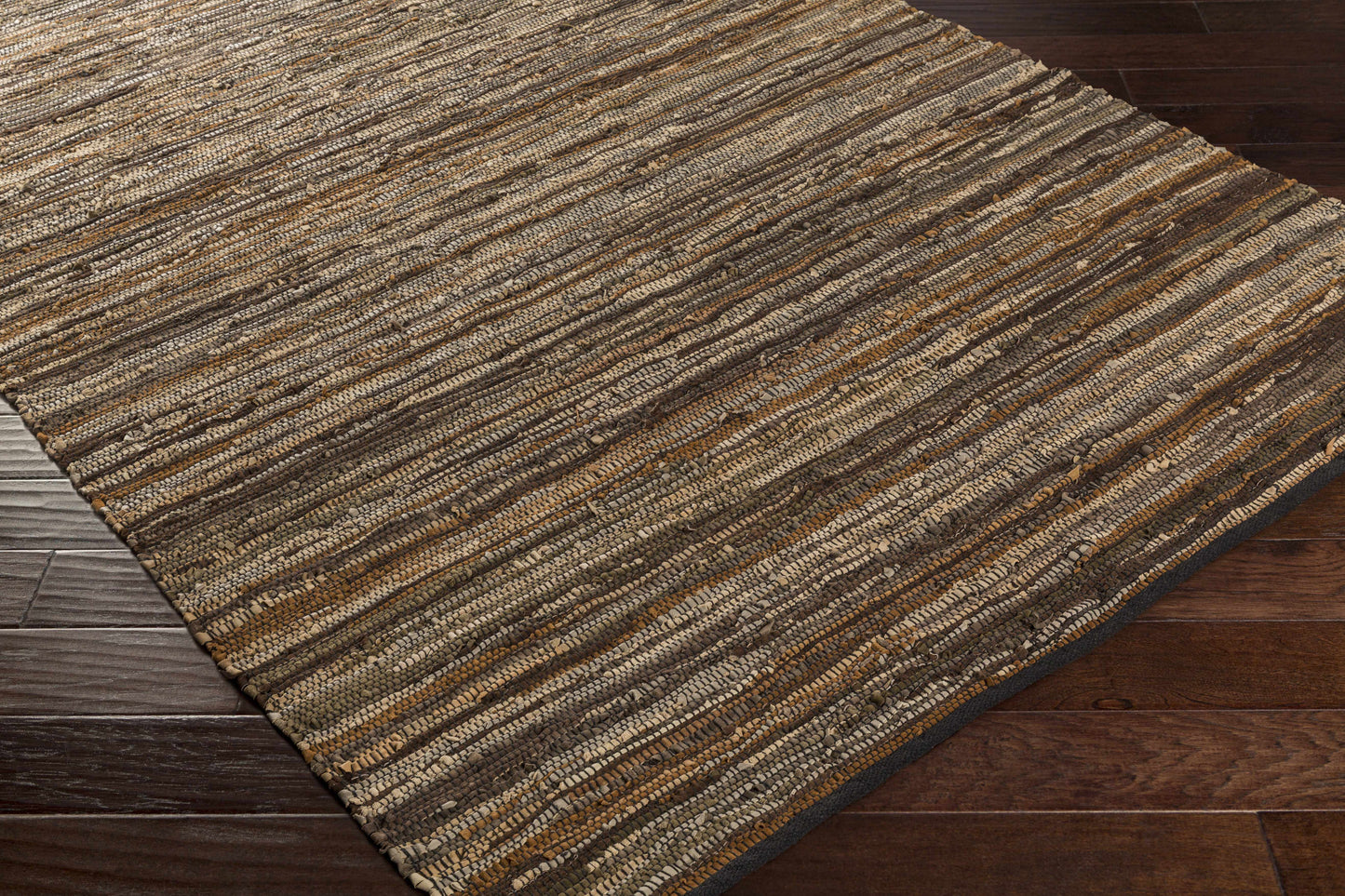 Hand Woven Leather Rag Rug-4