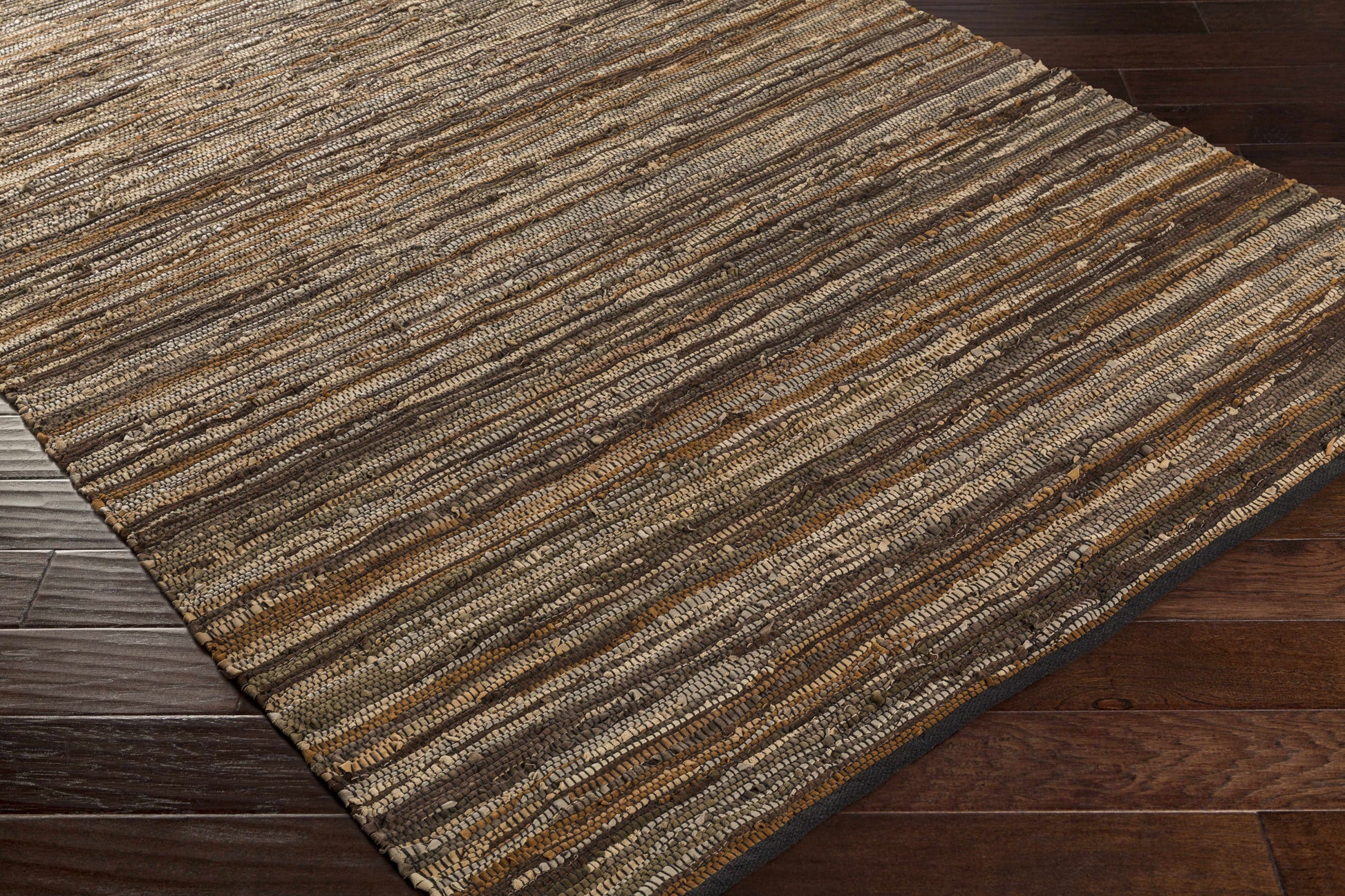 Hand Woven Leather Rag Rug-4