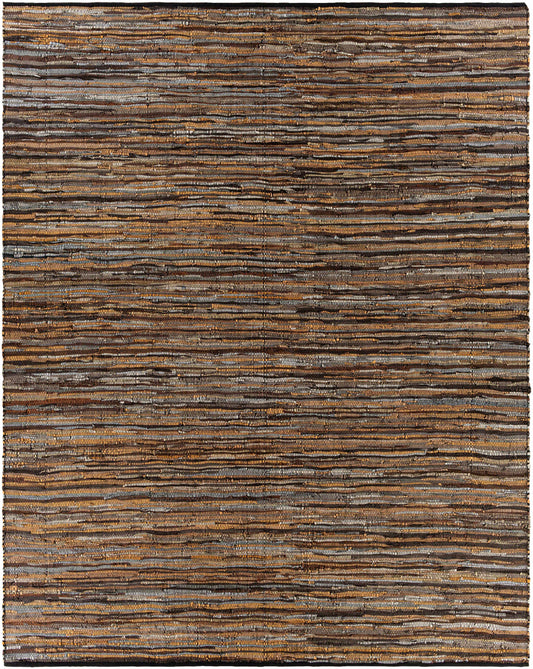 Hand Woven Leather Rag Rug-0