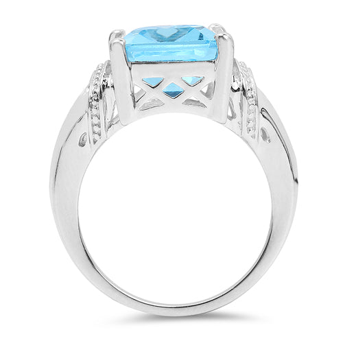 8.89 Carat Genuine Swiss Blue Topaz .925 Sterling Silver Ring