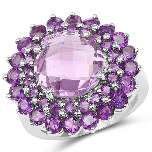 8.02 Carat Genuine Amethyst .925 Sterling Silver Ring