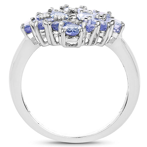 2.72 Carat Genuine Tanzanite .925 Sterling Silver Ring