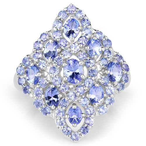 3.31 Carat Genuine Tanzanite .925 Sterling Silver Ring