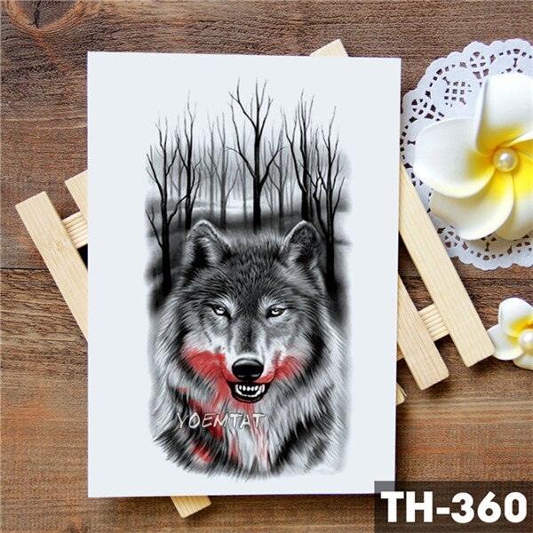 Realistic 3D Wolf Moon Temporary Tattoo Sticker Waterproof Stylish Body New Luxury Animal Tattoo For Men Women