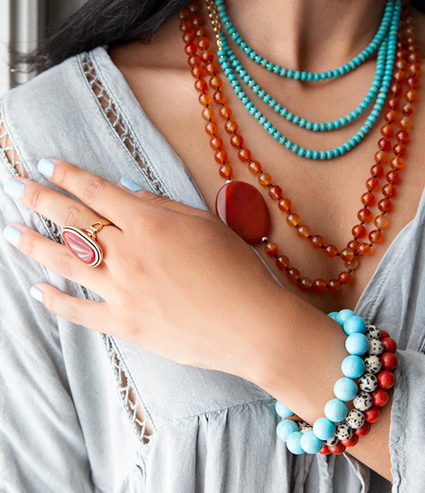 Orange Carnelian Golden Statement Ring