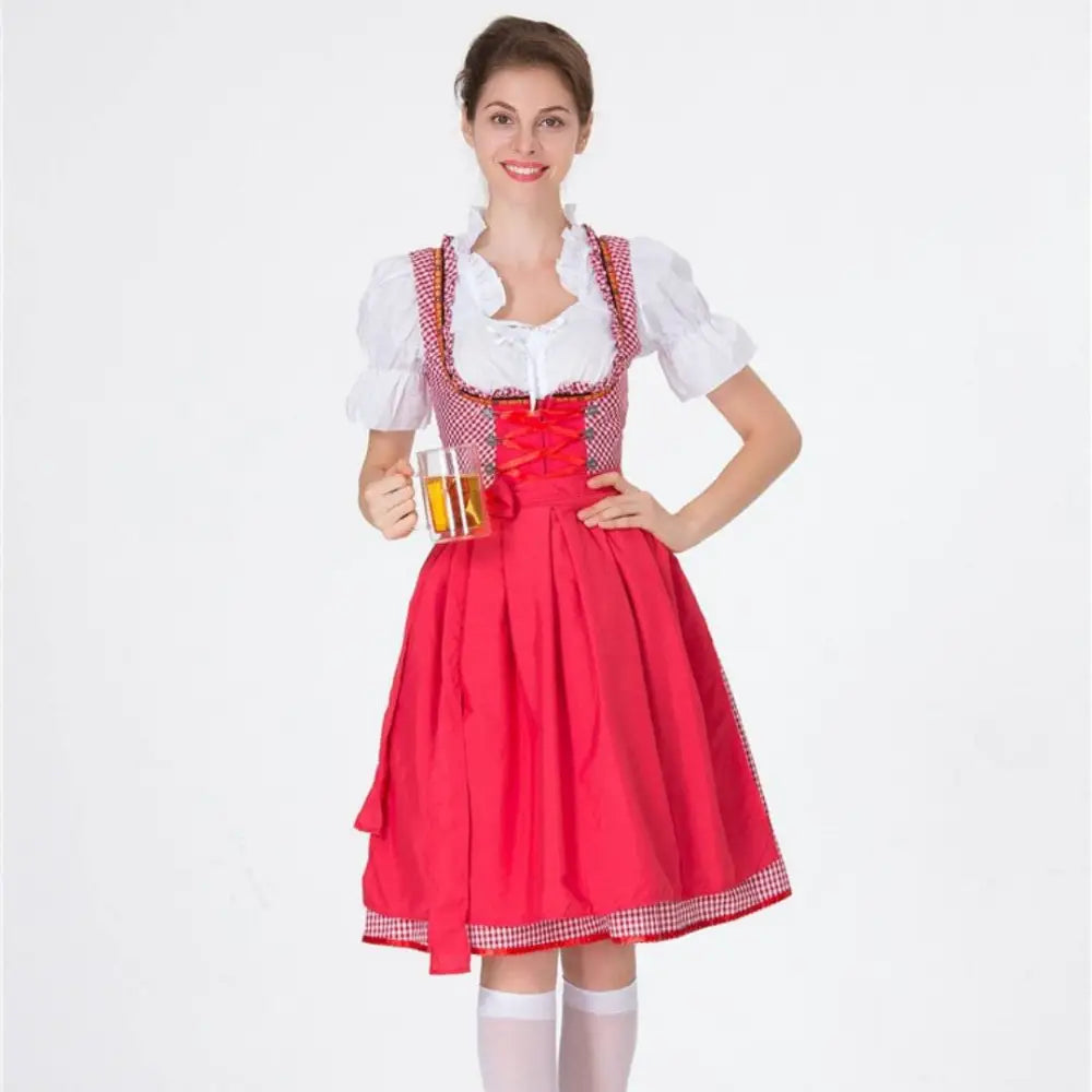 Red Checkered German Beer Festival Clothing Dirndl