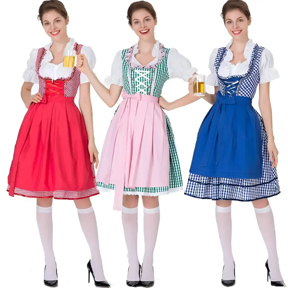 Red Checkered German Beer Festival Clothing Dirndl