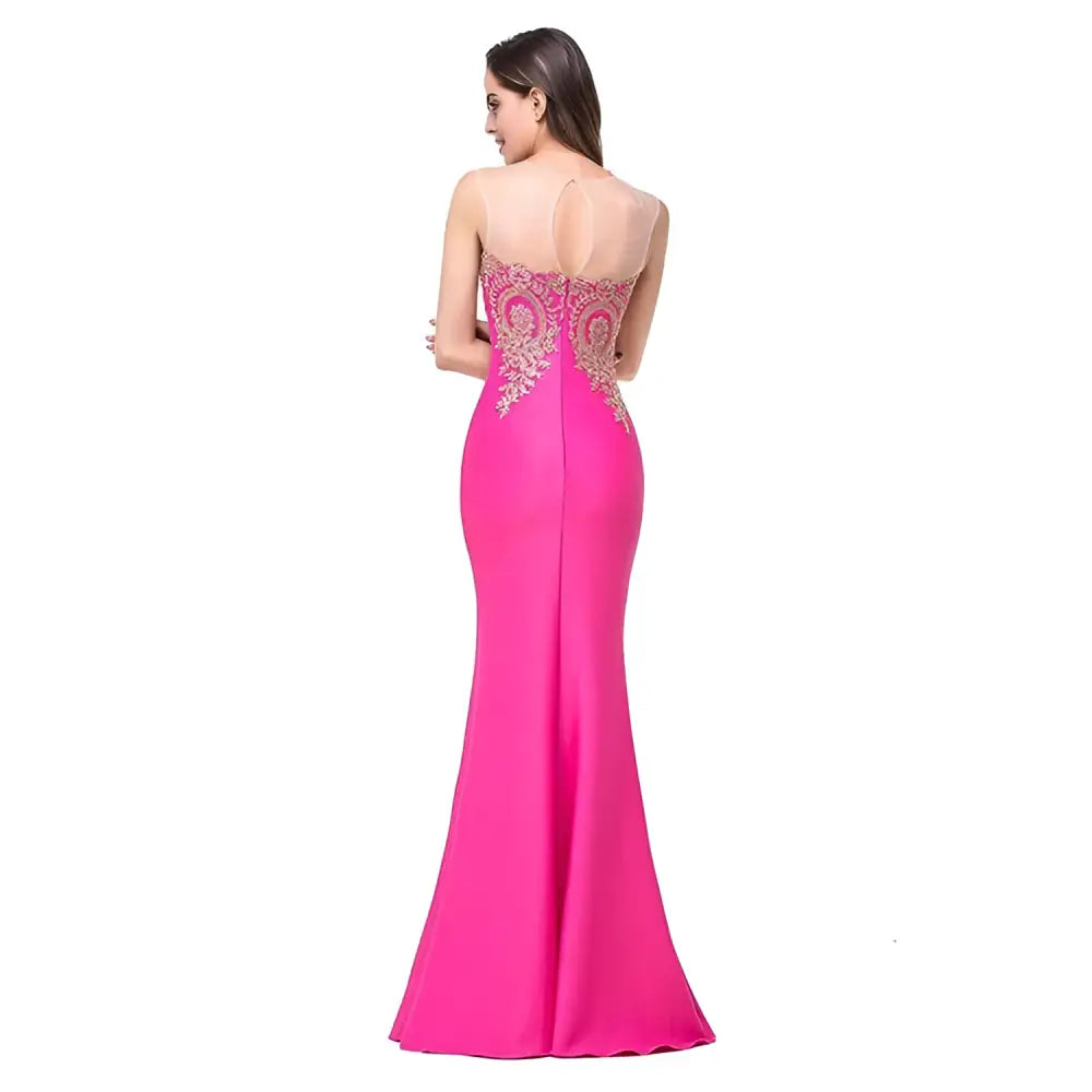 Red Gold Beaded Fishtail Skirt Evening Gown