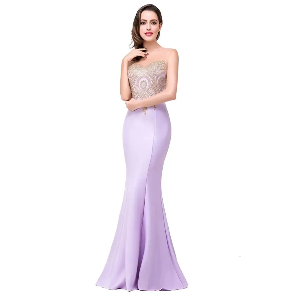 Red Gold Beaded Fishtail Skirt Evening Gown