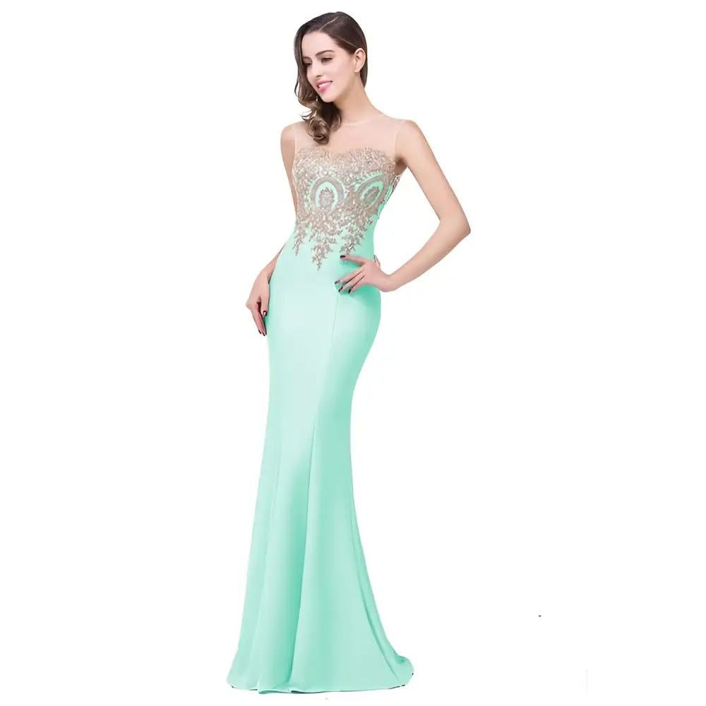 Red Gold Beaded Fishtail Skirt Evening Gown