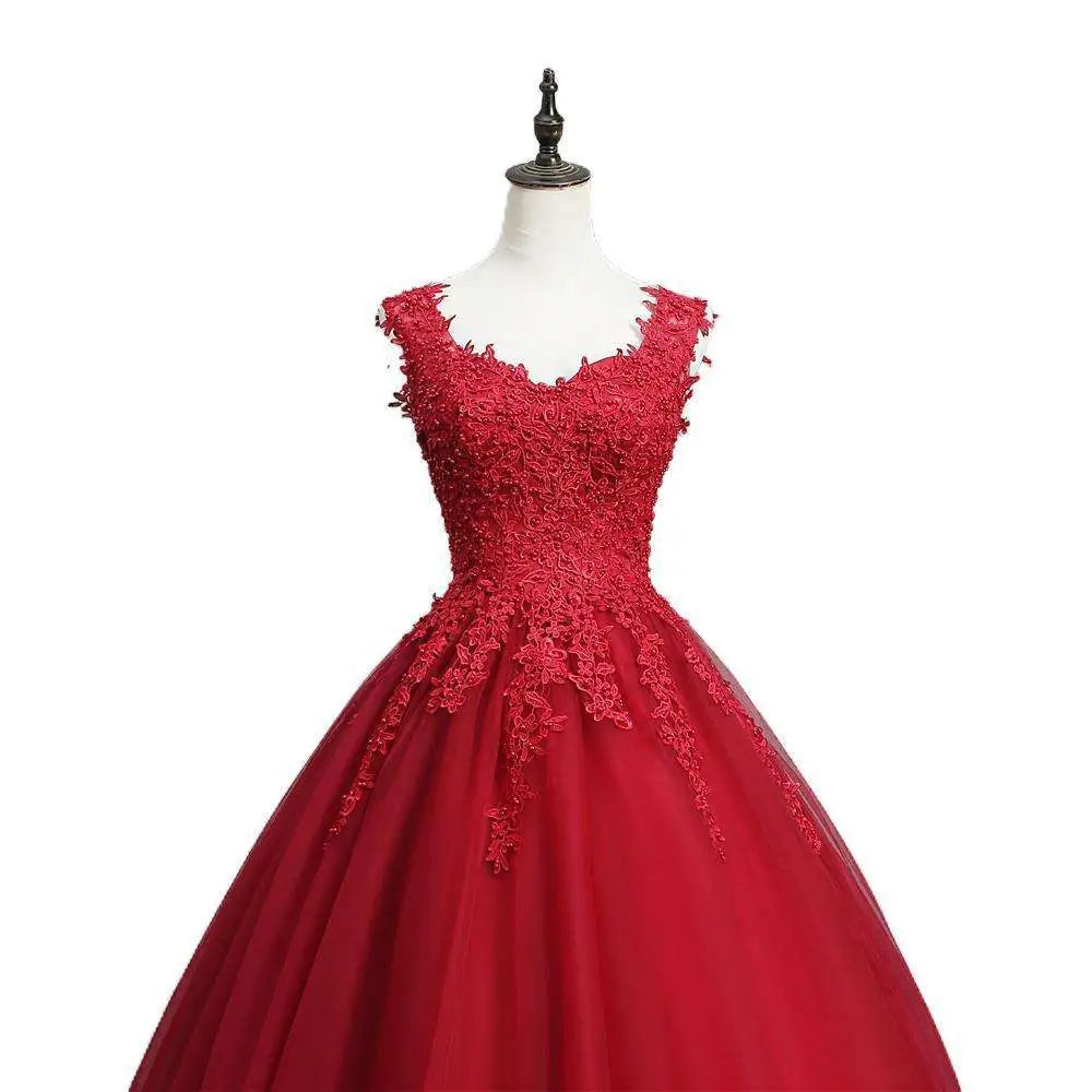 Red Lace Bride Princess Dream Tulle Gown
