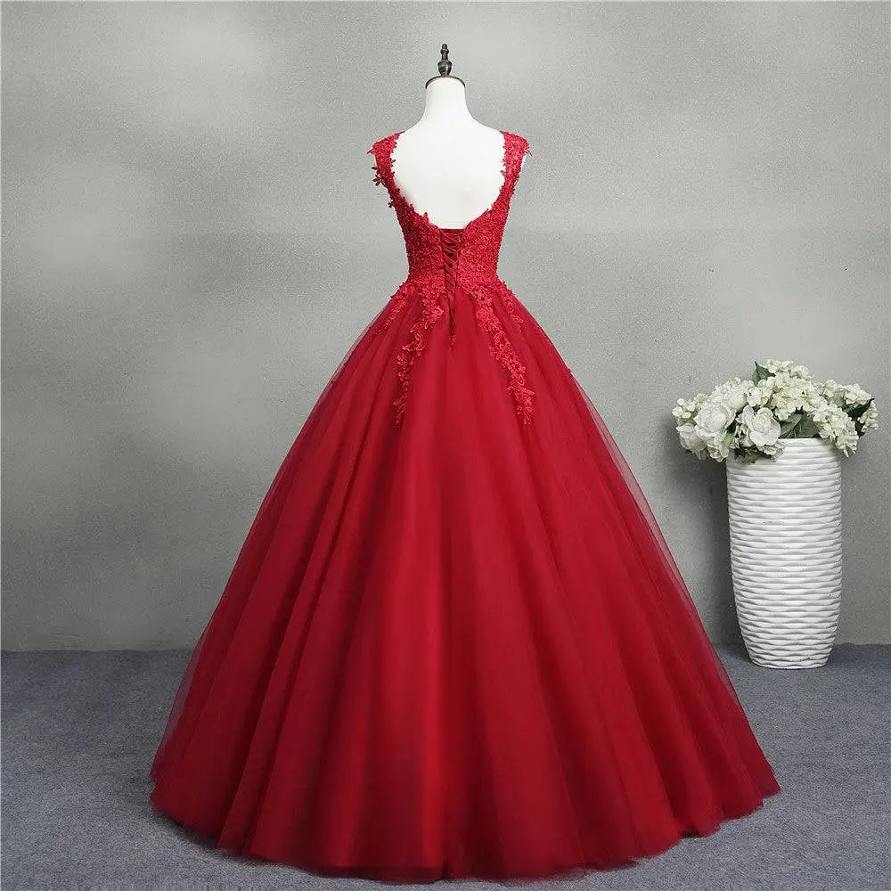 Red Lace Bride Princess Dream Tulle Gown
