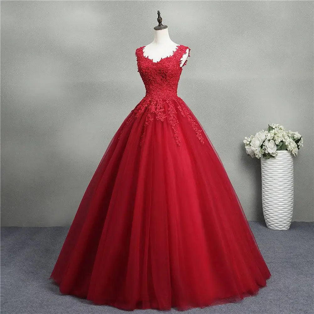 Red Lace Bride Princess Dream Tulle Gown