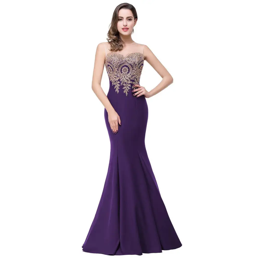 Red Mermaid Bride Toast Gown with Gold Beading