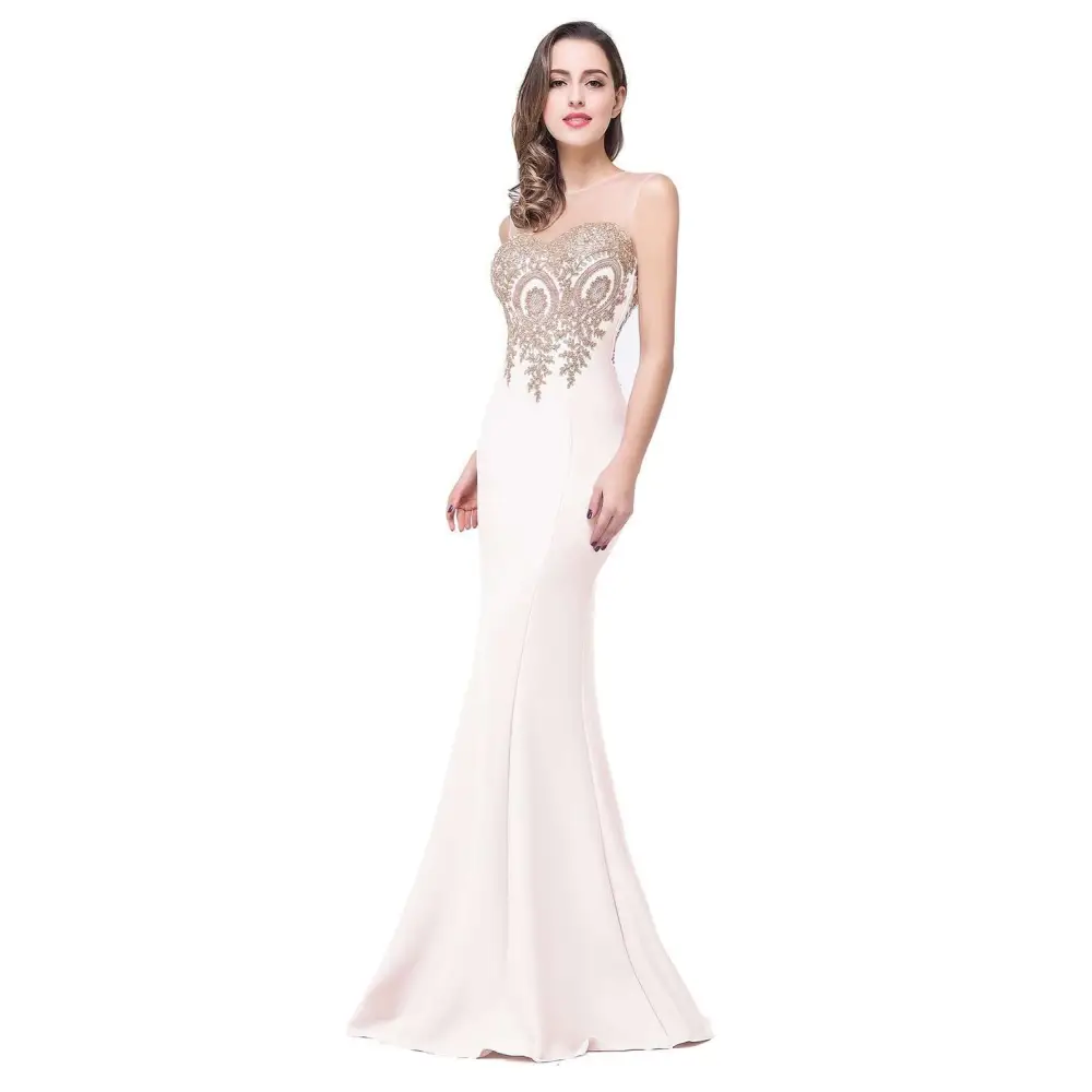 Red Mermaid Bride Toast Gown with Gold Beading